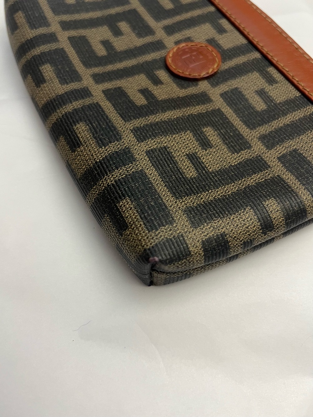 Fendi Zippered Small Pouch or Wallet with Zucca Pattern and Leather Trim, EUC - Picture 6 of 16